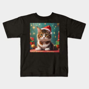 Funny Christmas Cat Kids T-Shirt